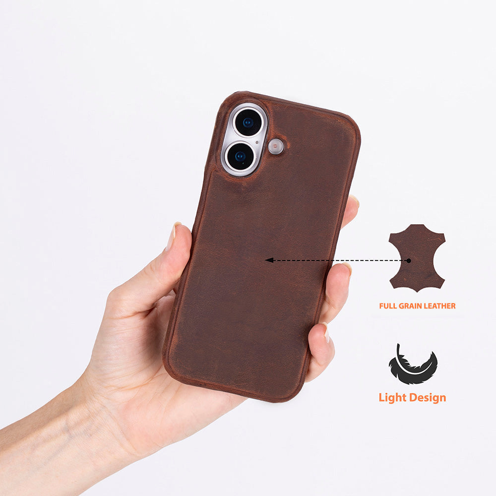 NOVIXA Premium Leather Case for iPhone 17 – Brown