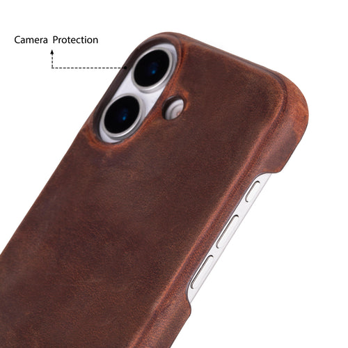 NOVIXA Premium Leather Case for iPhone 17 – Brown