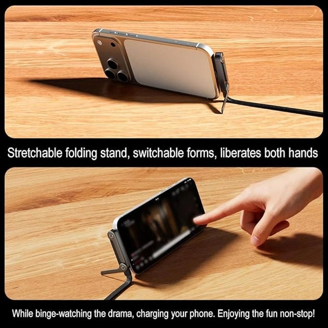Novixa 2-in-1 Invisible Holder Charger Cable, 240W Portable Fast Charging Cord with Built-in Phone Stand