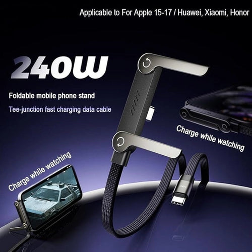 Novixa 2-in-1 Invisible Holder Charger Cable, 240W Portable Fast Charging Cord with Built-in Phone Stand